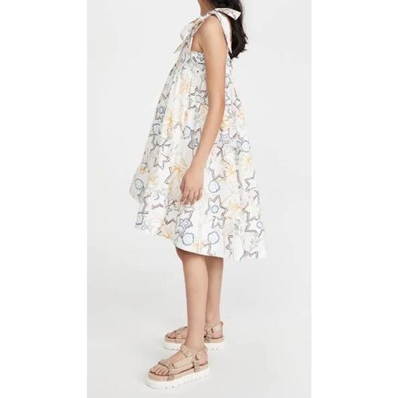 Silvia Tcherassi Calantha slip on Dress Size M Floral Cotton Shift Ruffle Hem - Picture 2 of 13